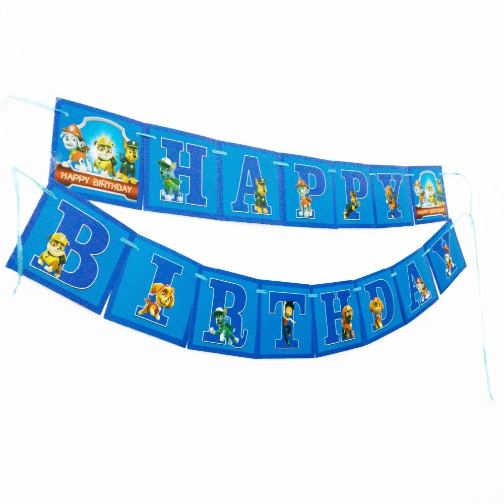 Banner B 1set Из мультфильма «Щенячий патруль» для дня рождения украшения, товары для вечеринки для маленьких мальчиков посуда скатерть тарелки чашки баннеры подарки с рисунками из мультфильма «Щенячий патруль» Детские сувениры - Цвет: Banner B 1set