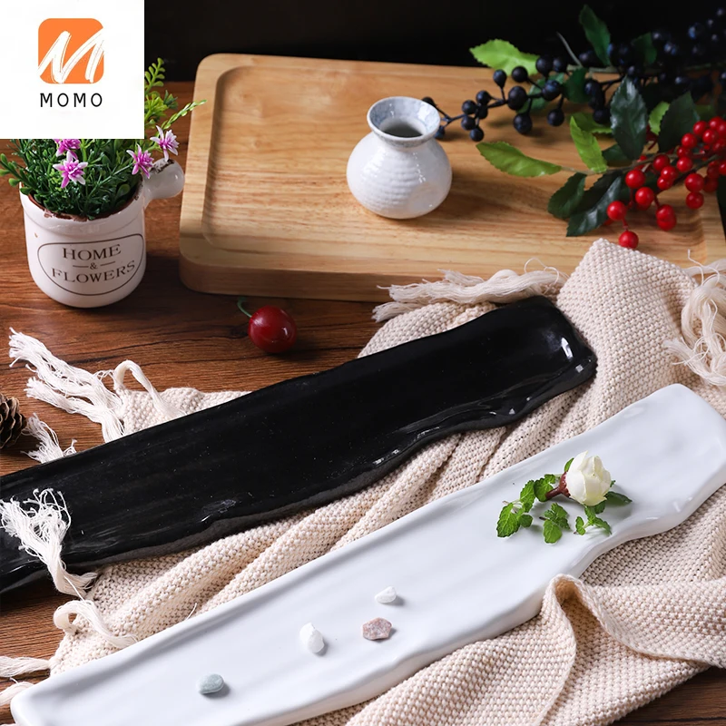 

Ceramic Tableware Creative Hand-Pulled Special-Shaped Sushi Plate Hotel Matte Long Plate Japanese Sushi Plate