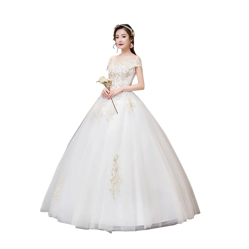 Свадебное платье Роскошные бальные платья невесты простое свадебное с вышивкой