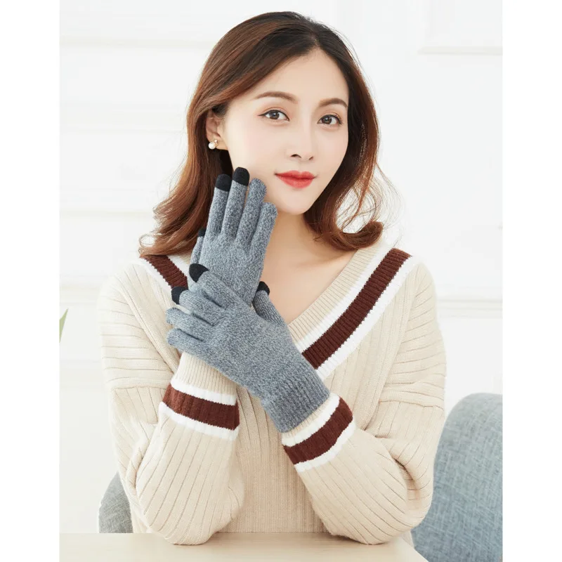 

Новинка волшебные перчатки для сенсорного экрана для смартфона эластичные зимние теплые вязаные перчатки для взрослых одного размера Лиде...