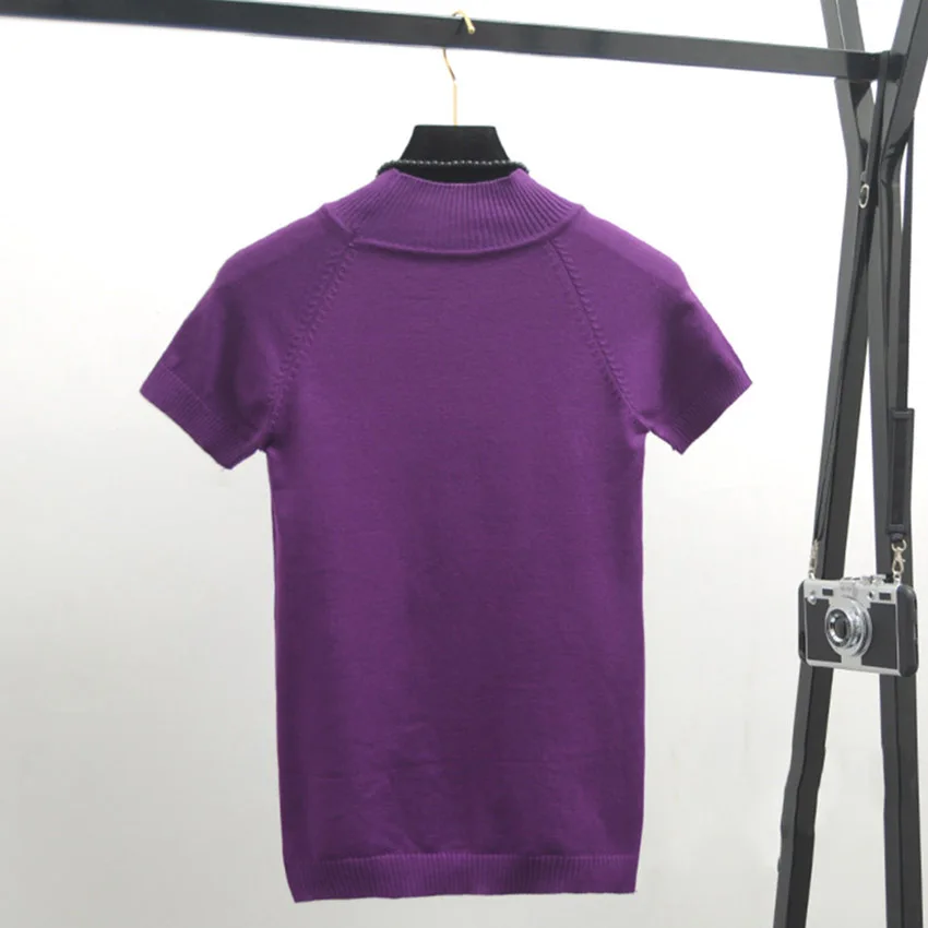 6 цветов летние тонкие трикотажные топы женская футболка с коротким рукавом