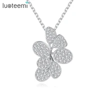 luoteemi sparking fully crystal flowers pendant necklace for women fashion aaa cubic zircon trendy jewelry accessories gifts