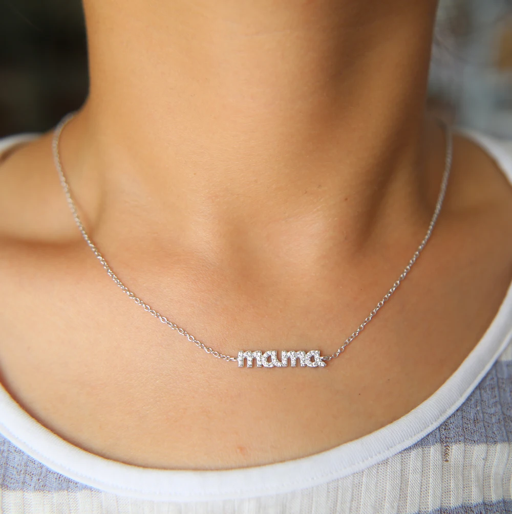 Подарок на день матери cz mama ожерелье 100% 925 пробы серебро 3 цвета нежный проложить