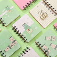 1pcs cute avocadorollover mini portable coil notebook diary exercise book school office supplie