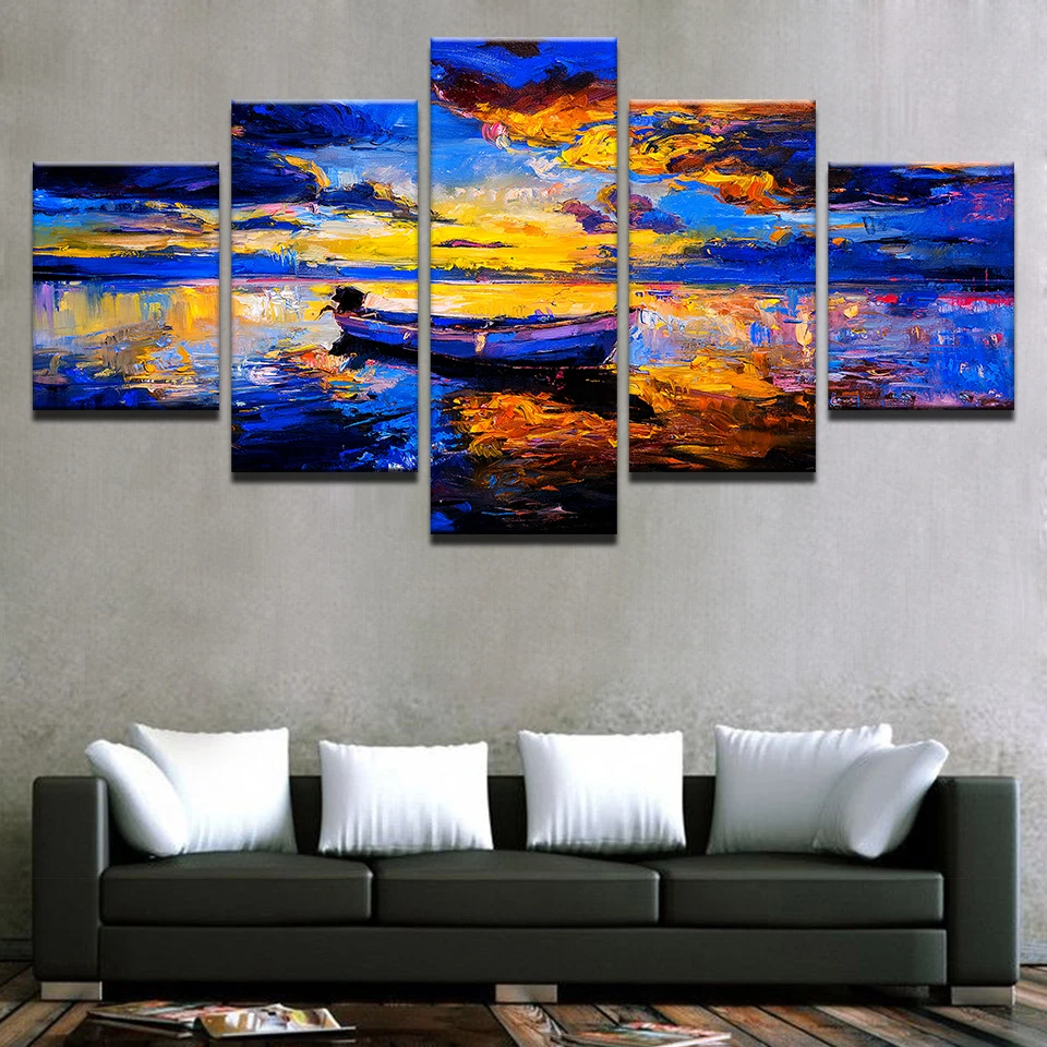 Холст HD принты Гостиная домашний декор рамки 5 шт. абстрактный корабль на море