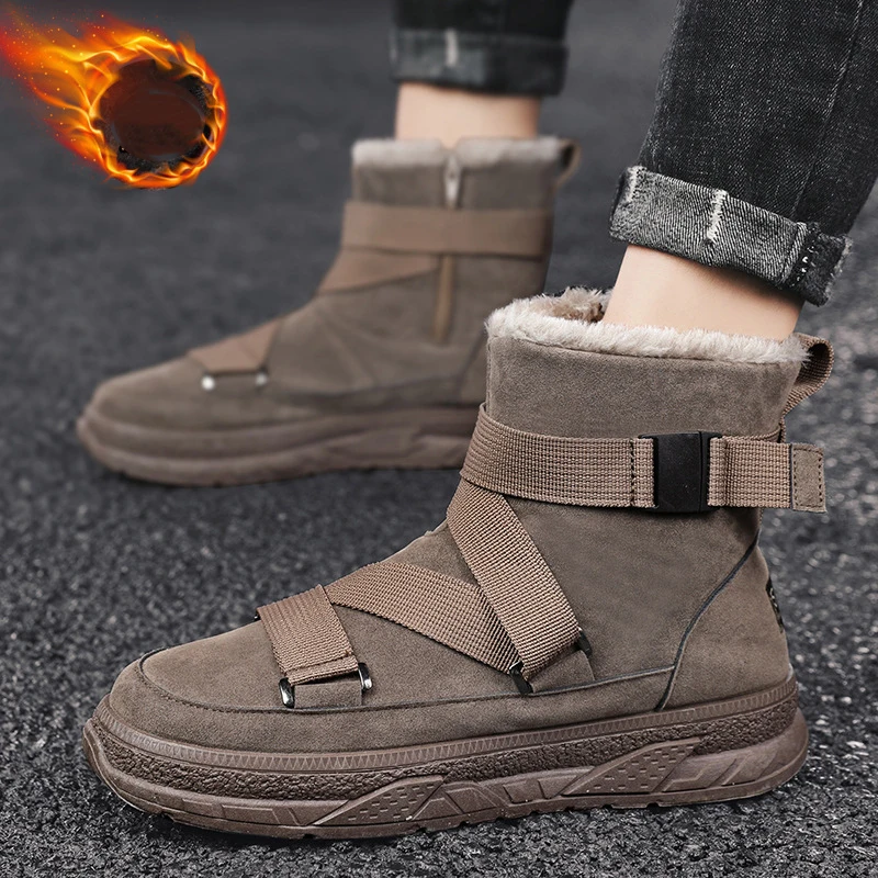 

2020 New Winter New High-top Snow Boots Men's Shoes Men Shoes Fashion Short Boots Men Sneakers Flock Trend Shoes Plus Cashmere