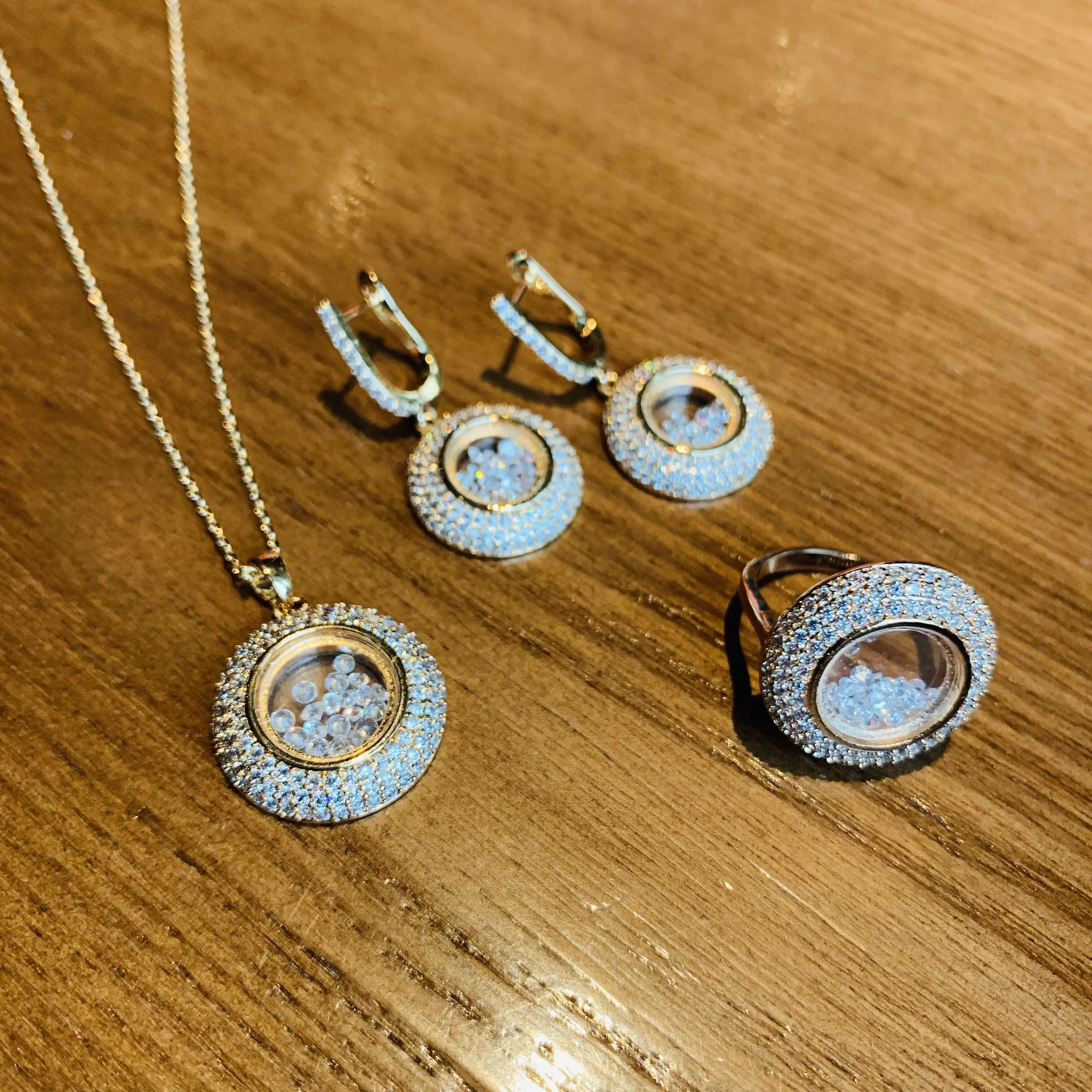 Модные Роскошные Ювелирные наборы с подвеской на удачу кубическим цирконием для