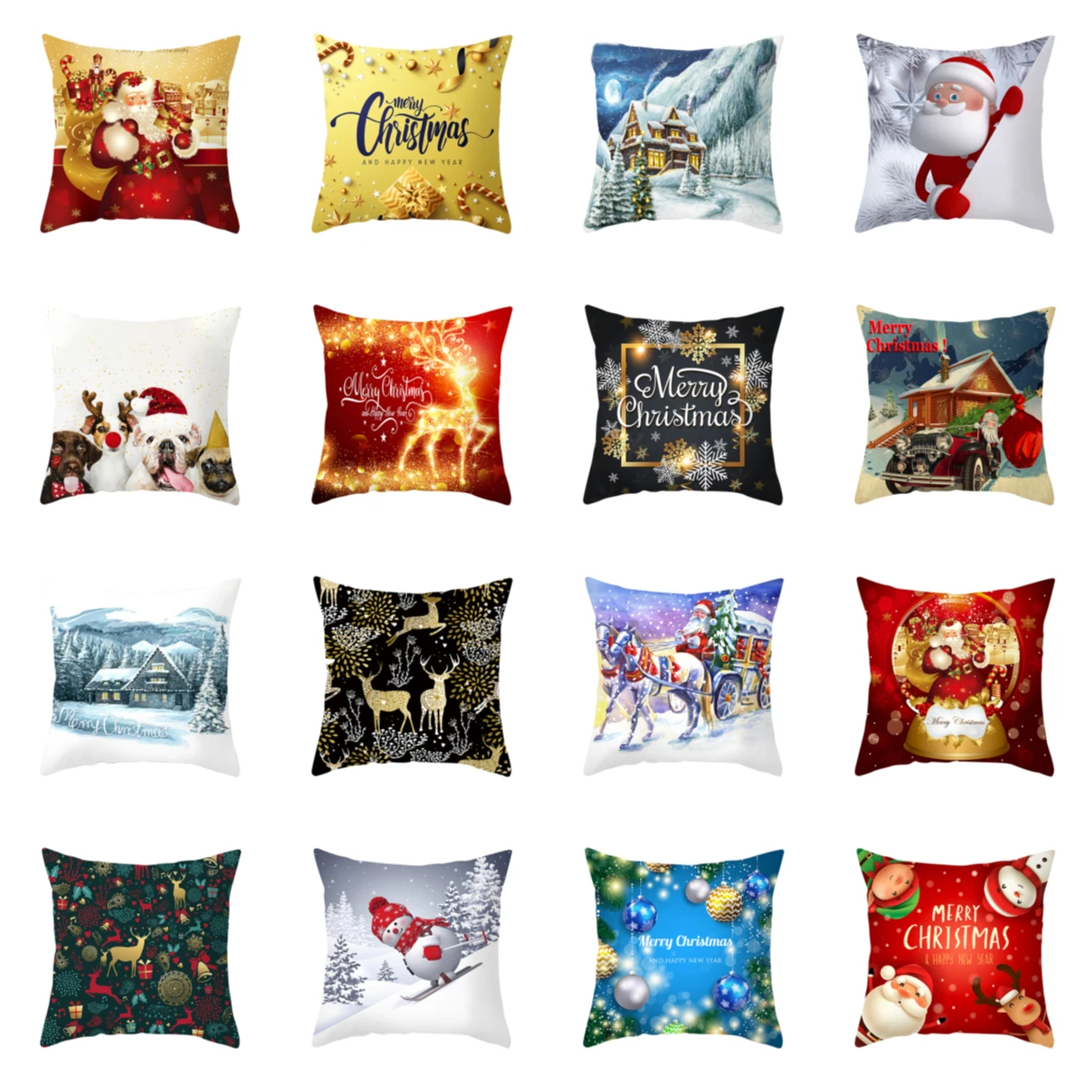 

2021 Christmas Decoration Cushion Cover Cartoon Elk Santa Christmas Pillow Case Linen Decoration Pillow Home Decoration Navidad