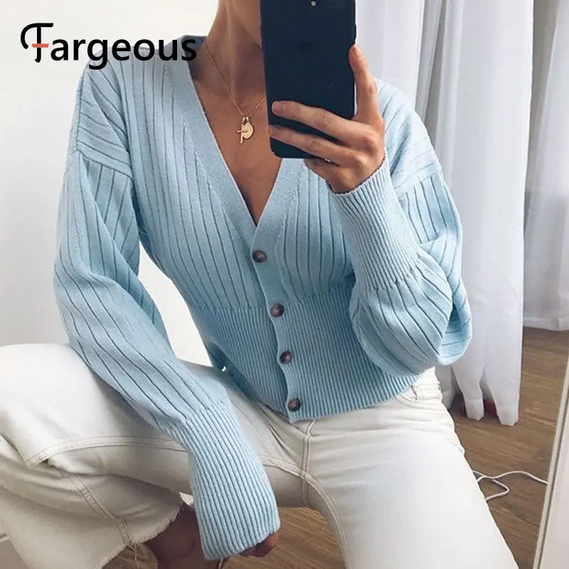 Fargeous Повседневный трикотажный женский кардиган с v-образным вырезом 2019