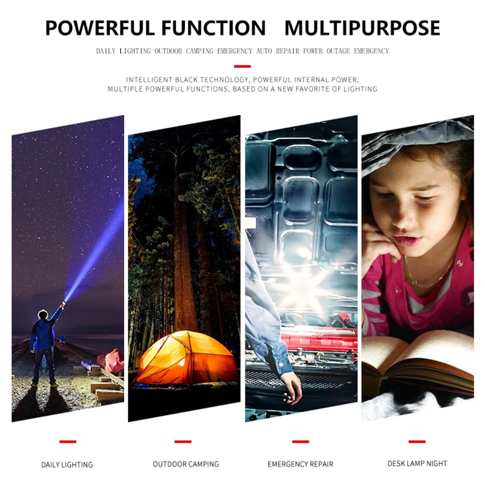 

High Quality 4-core XHP90.2 Led Flashlight Rechargeable Powerbank 18650 26650 Battery Torch Aluminum Zoomable Waterproof Lantern
