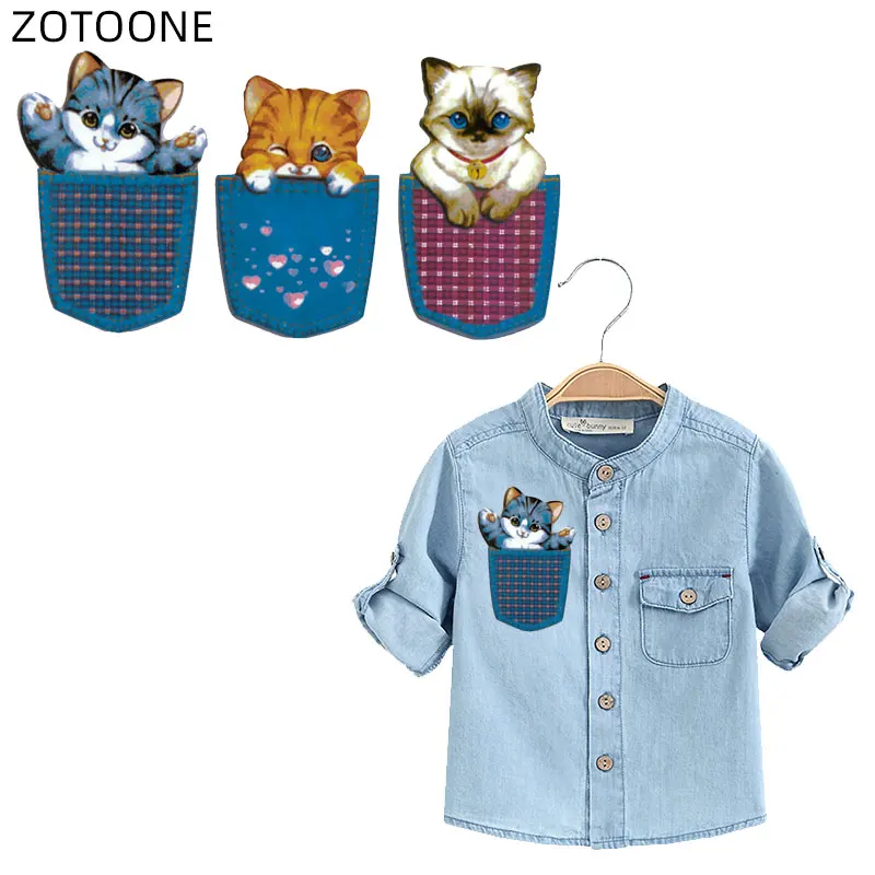Термонаклейки ZOTOONE с надписью Кот для одежды джинсовые наклейки на рубашки детей