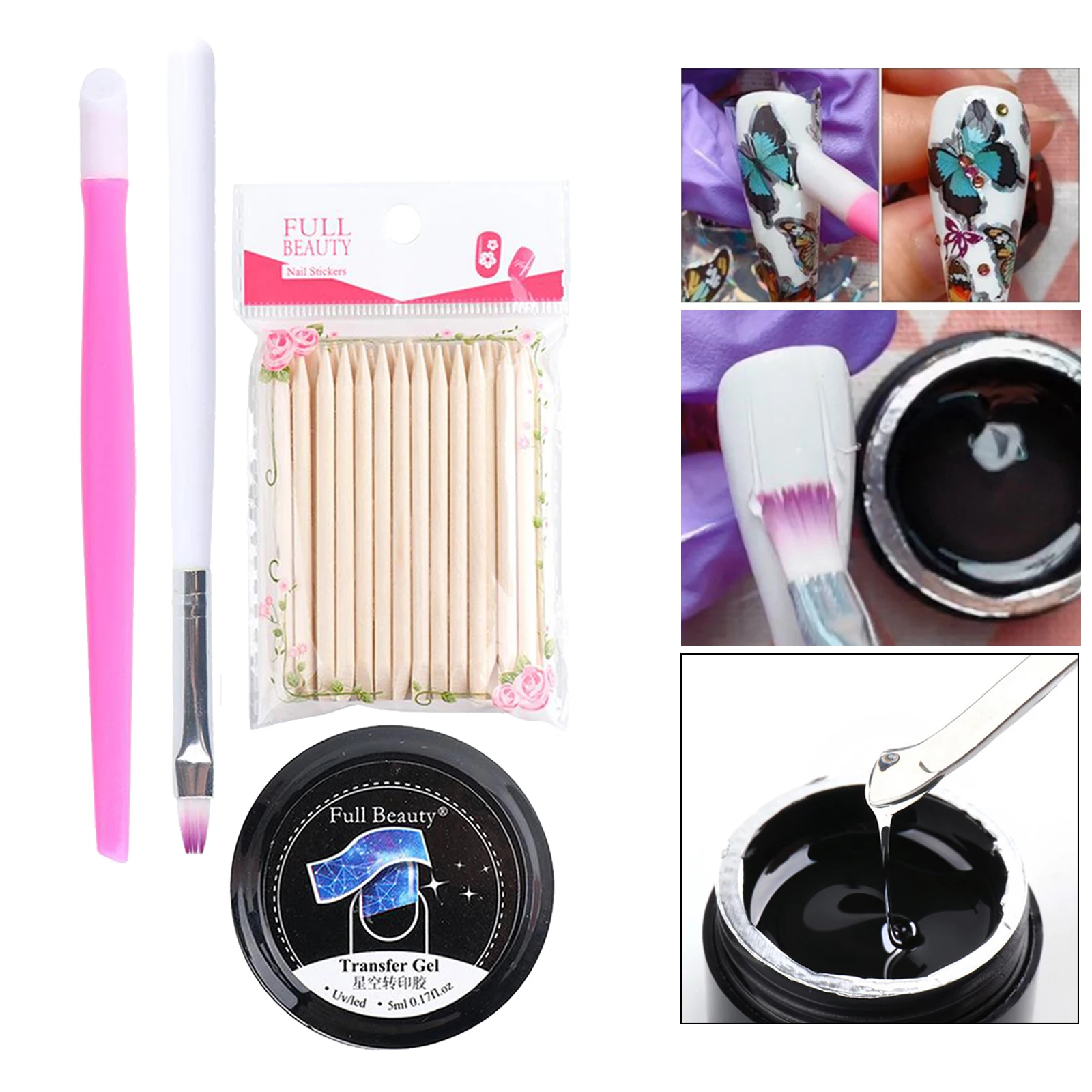 

Nail Art Foil Transfer Gel New Year UV Nail Art Design Glue Gel Pen DIY Kit