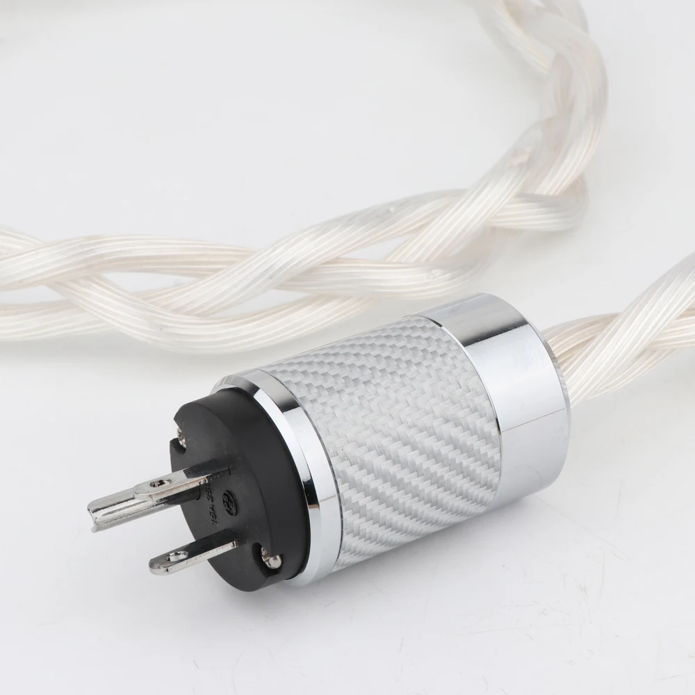 5n Occ Single Crystal Us &amp Eu Ac Audiophile Audio Amplifier Dac Filter Hifi Silver Power Cable Carbon Fiber Rhodium Plating Plug |