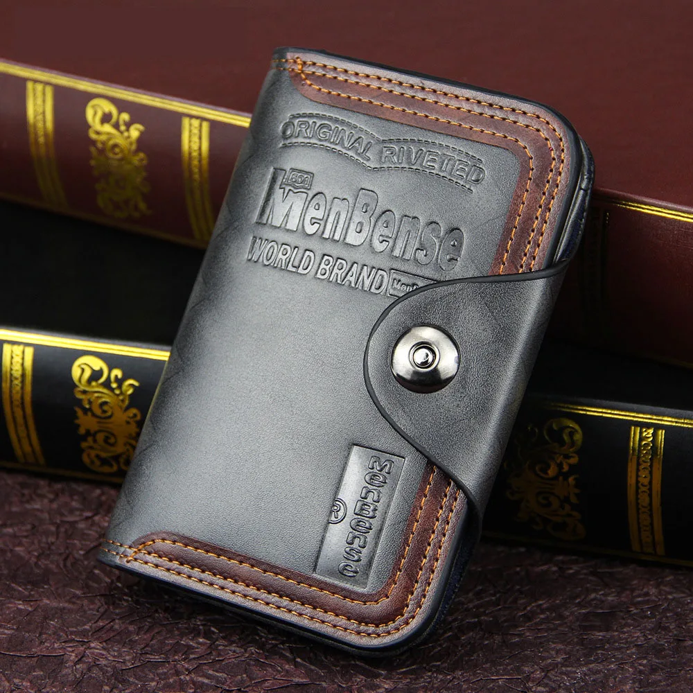 

Vintage Men's Wallet Magnet Hook Three Fold Wallets For Man Made Of Natural Leather Compartment Purse Men Famous Brand Retro