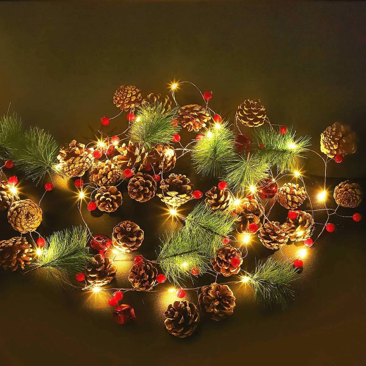 

Christmas Decoration Light String Christmas Lights Pine Needles Cone Copper Wire DIY Christmas Tree Led Light String Decoration
