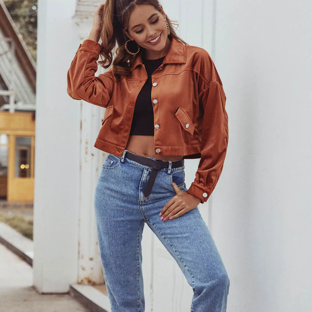 Женская джинсовая куртка свободного покроя Повседневная Верхняя одежда с