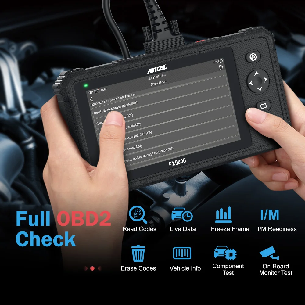 Ancel FX9000 OBD2 сканер полная система с сбросом масла ABS SRS EPB SAS DPF TMPS IMMO функции WIFI