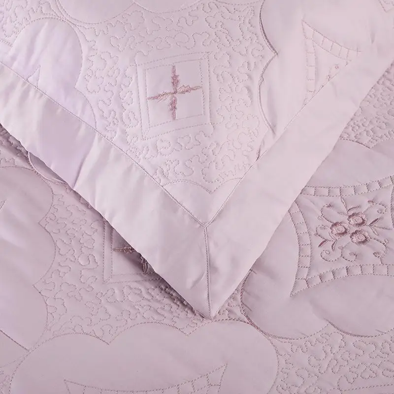 

3Pieces Multi Solid Color Flower Embroidery Quilted Bedspread Bed coverlet set with 2 Pillow shams Luxury 600TC Egyptian Cotton