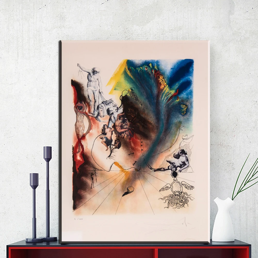 Сальвадор Дали подписанный L/E литограф ума чайвечерние из Алисы в стране чудес