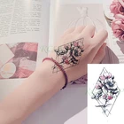 Водонепроницаемая Временная тату-наклейка с цветным цветком, геометрическим узором, маленькое боди-арт, флэш-тату, поддельные тату для детей, для мужчин и женщин