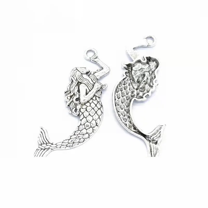 

4 pcs 77x25mm Antique Bronze /Antique Silver Mermaid Charms Pendants For Jewelry Making