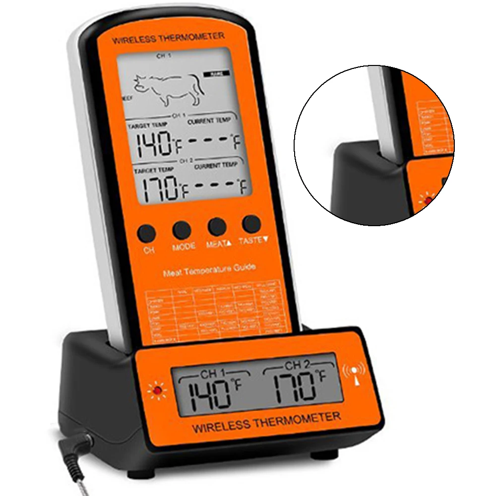 Полезный беспроводной цифровой термометр для барбекю с подсветкой
