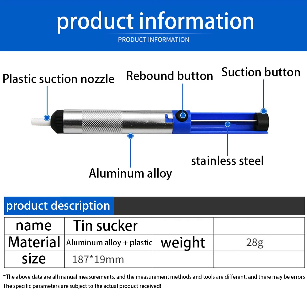 Алюминиевый металлический демонтажный насос всасывающий оловянный пистолет
