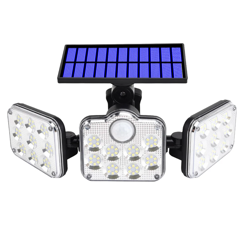 

Waterproof Wall Lamp Solar Power Charge Outdoor Automatically Recharging 145/122LEDs 3 Heads PIR Sensor Fence Landscape