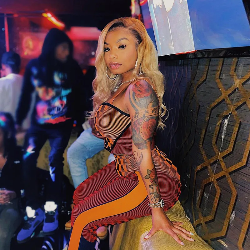 

BIIKPIIK Print tTwo Piece Sets Crop Top+Pants Matching Set Casual Lounge Wear Party Clubwear Bodycon Female Casual Jogging Suit