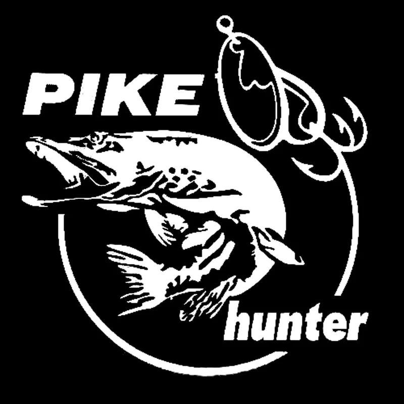 Creative Pike Hunter Fish Cartoon Car Stickers Styling for Window Bumper Cover Scratches Decal Decoration Accessories KK14 cm | Автомобили