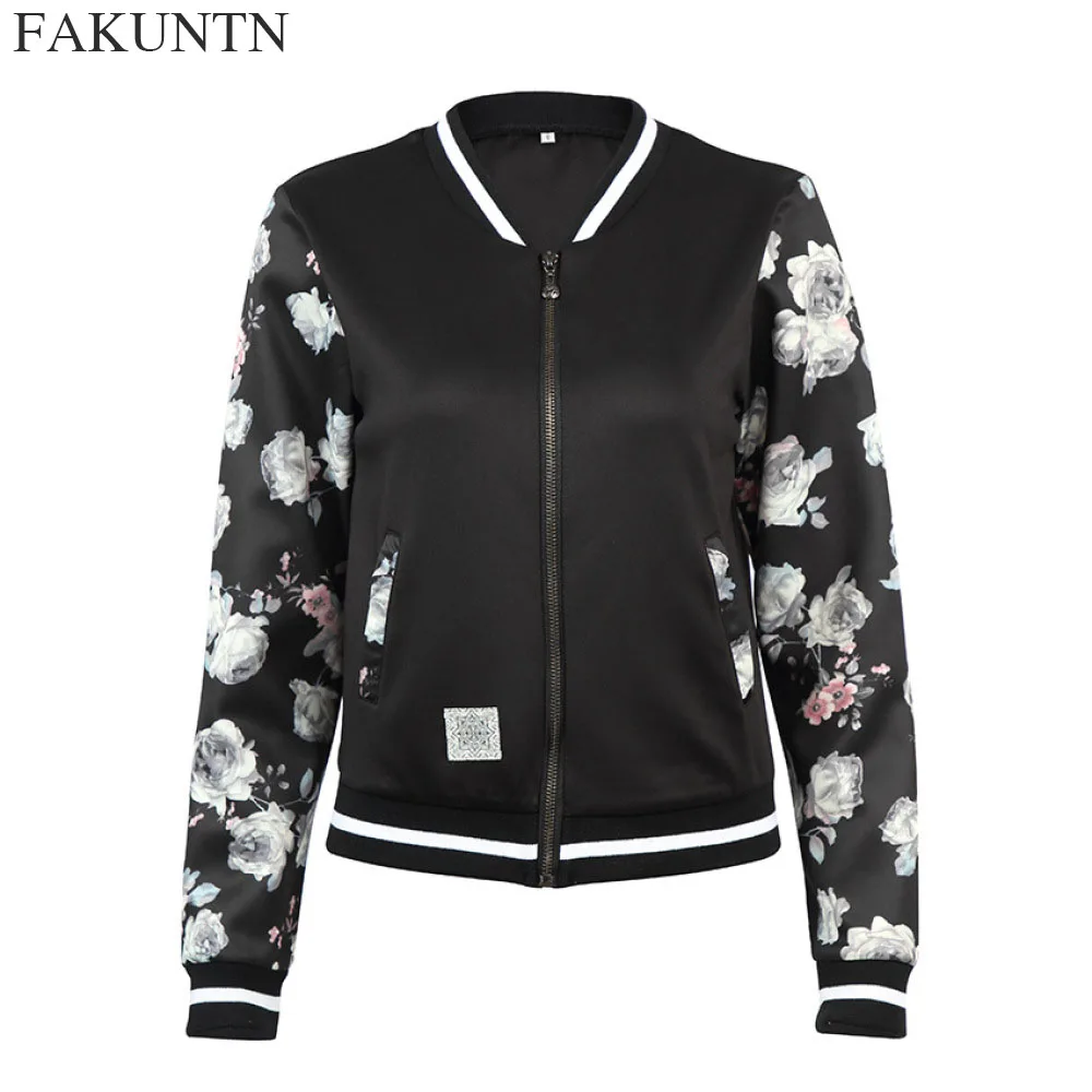 

FAKUNTN Jackets Coats Women 2020 Fashion Autumn Winter Print Zipper Long Sleeve Loose Outerwear Female Coat Vintage Women Jacket