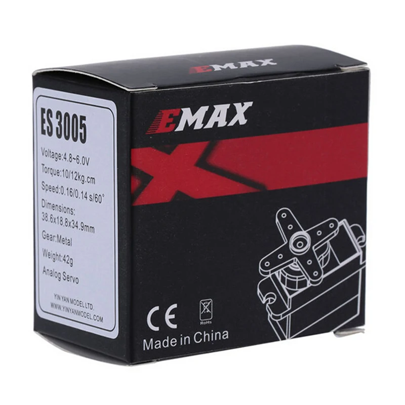 1 шт. EMAX ES3005 Аналоговый металлический водонепроницаемый сервопривод с