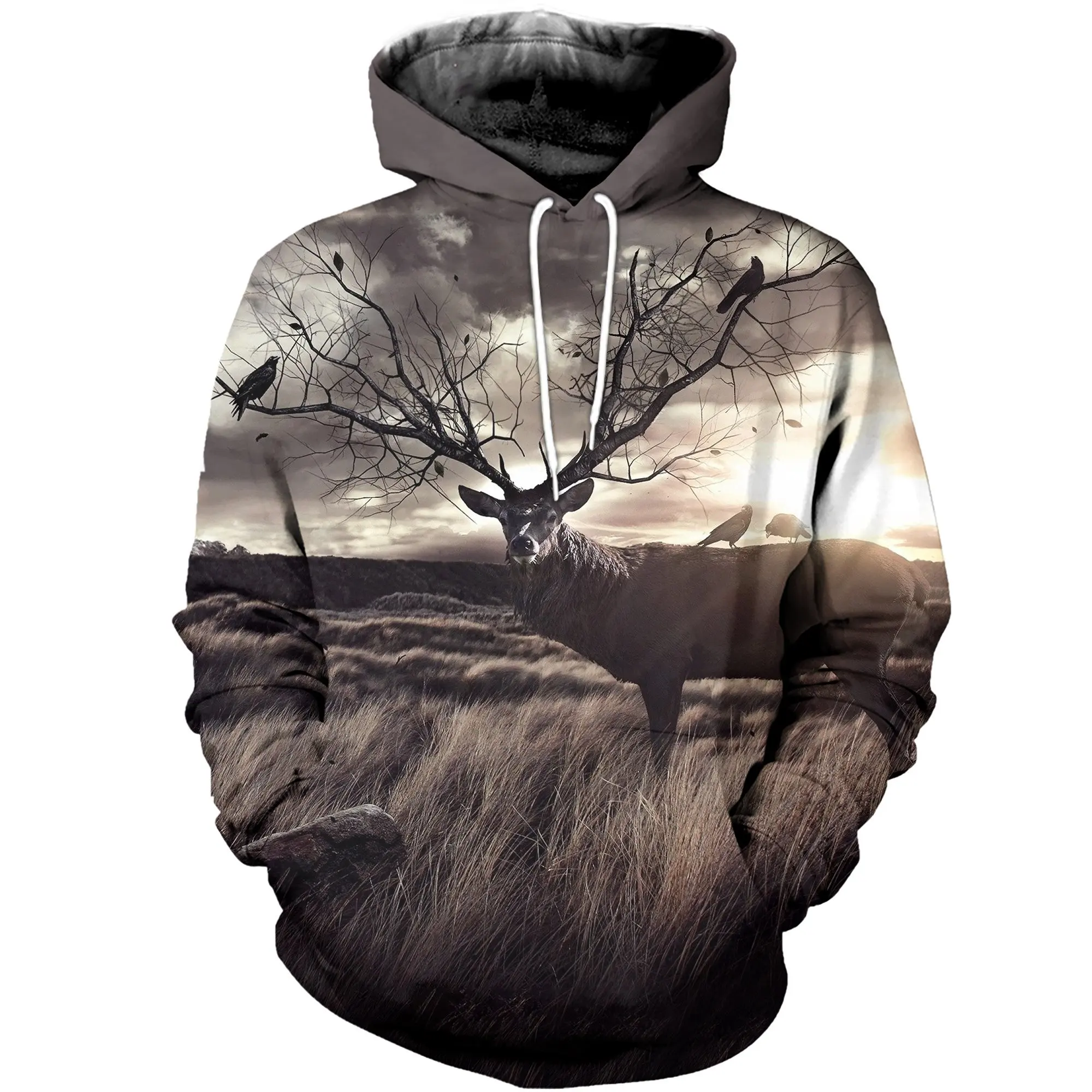 

Новая модная повседневная толстовка унисекс с 3D-принтом оленя для мужчин и женщин