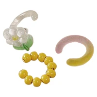 3pcs 2021 new ear cuffs acrylic fashion beads flower decor cuff earrings ear clips for women earrings jewelry accessories