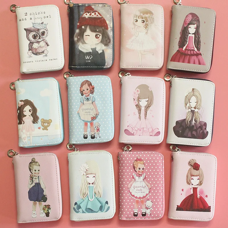 Женский кошелек на молнии с принтом в Корейском стиле из искусственной