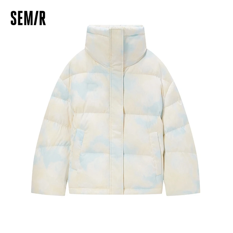 

SEMIR Down Jacket Women White Duck Down Stand-Up Collar Romantic 2021 Winter New Oversize Tie-Dye Down Coat Sweet