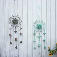 french countryside shabby flower wind chime bells antique campana bronze green garden