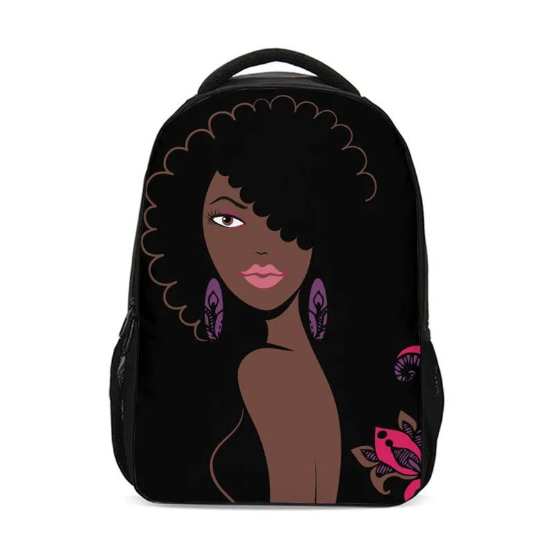 

Backpacks For Girls Fashion Cool Black Art African Girl 3D Printing Bookbag Teenager School Bags Rugzak Satchels Mochila Escolar