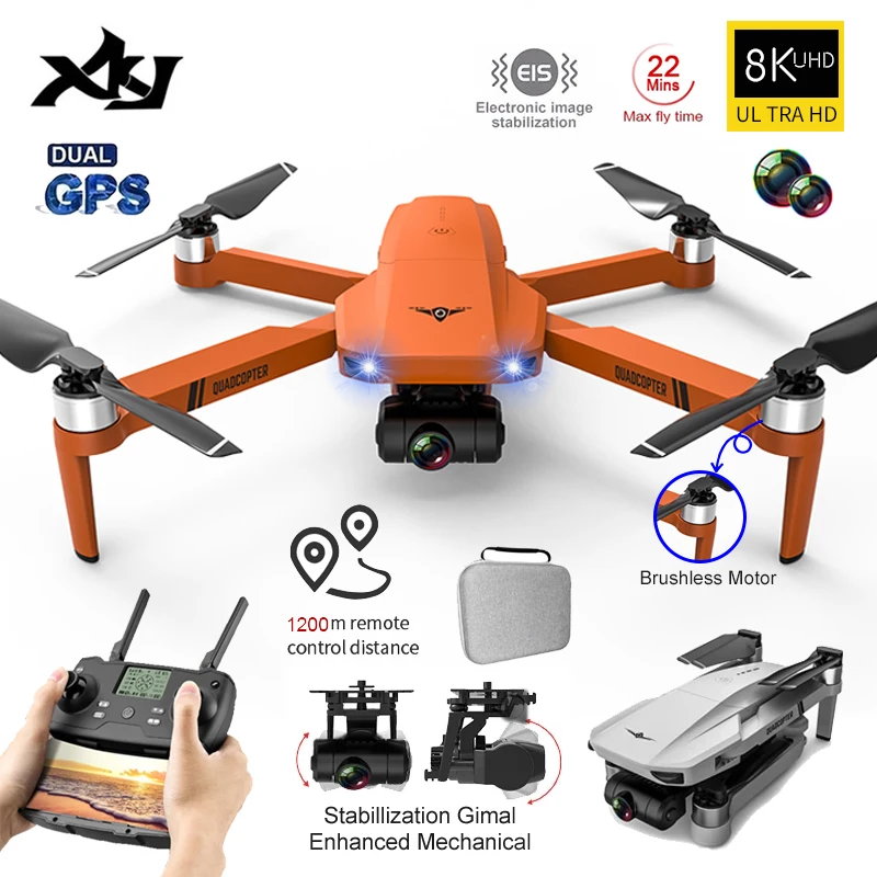 XKJ KF102 GPS Дрон 8K HD Камера 2 Ось Gimbal профессиональный объектив Anti Shake аэрофотосъемки