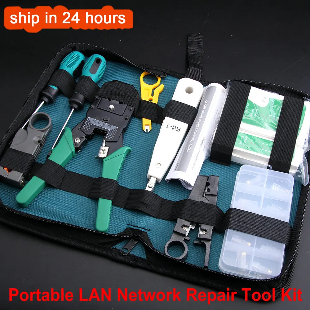 11 шт./компл. RJ45 RJ12 CAT5 CAT5e портативный набор инструментов для ремонта сети LAN тестер