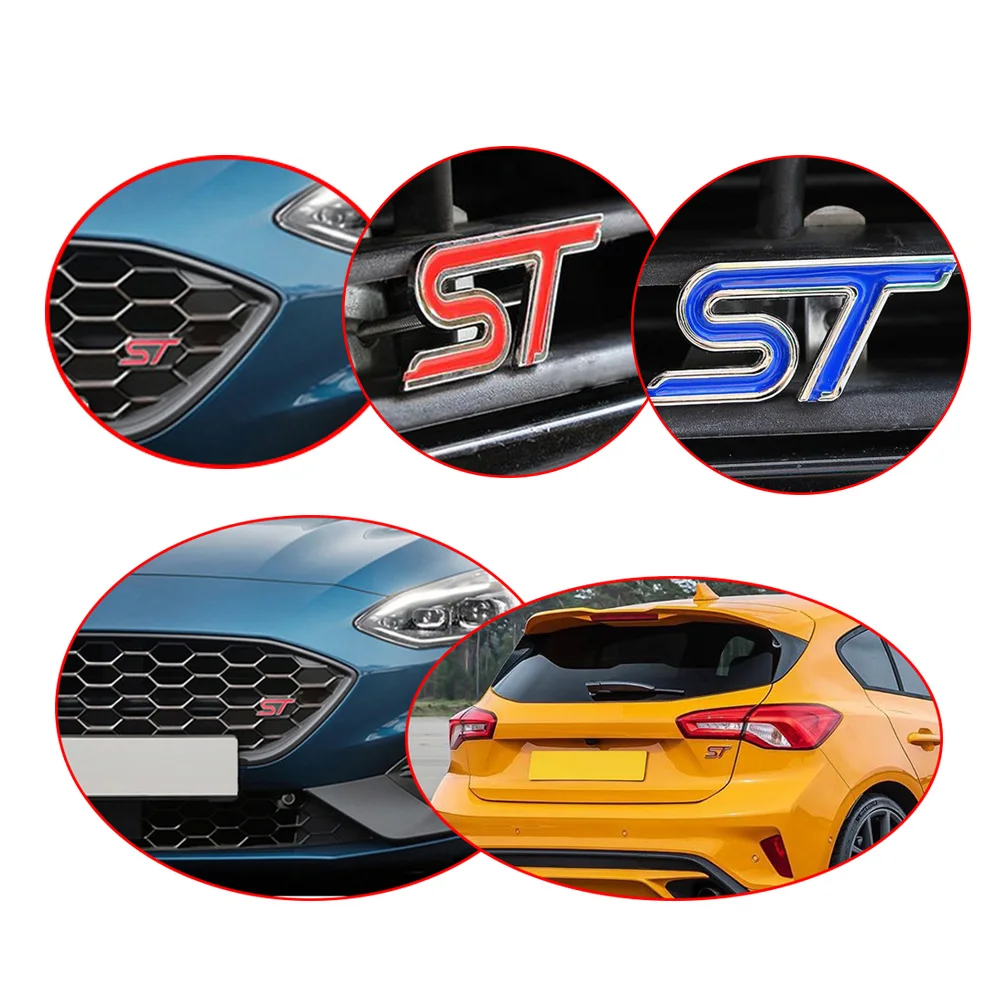 

Ford F150/Focus/Explorer/Ford Motor uses metal-shaped red and blue ST front grille sticker/screw front logo badge chrome sticker