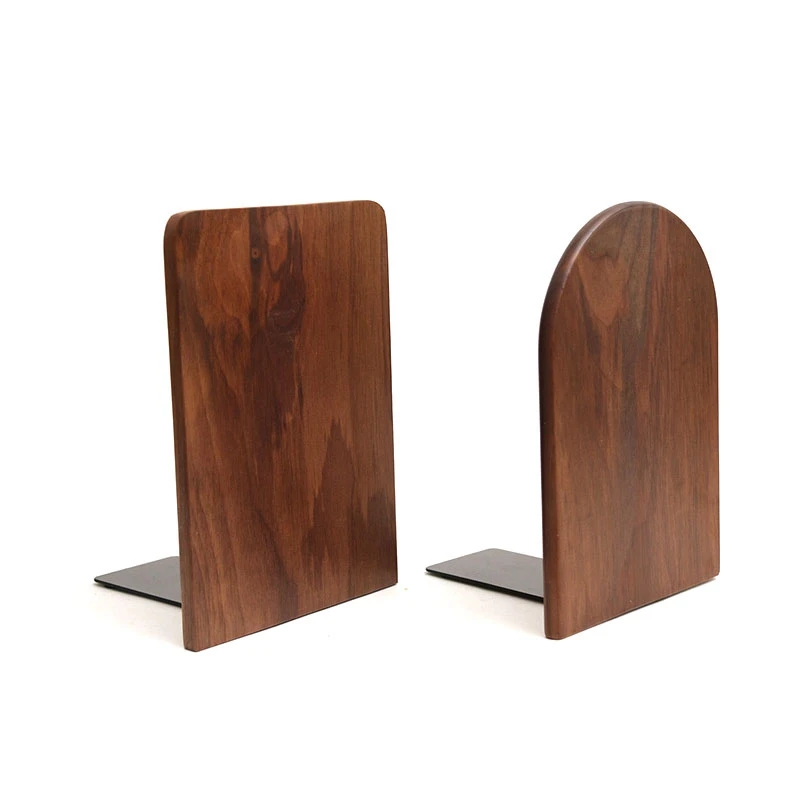 

2-Piece Set of Black Walnut Solid Wood Wooden Bookends Bookcase Book Shelf Large Size