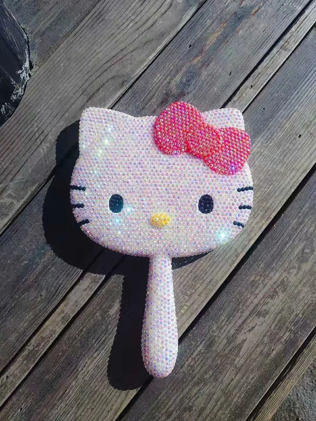 Ручное алмазное зеркало Helloo Kitty украшение для автомобиля красочное кавайное