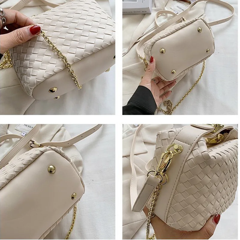 Элегантная женская плетеная маленькая сумка через плечо 2020 Новая