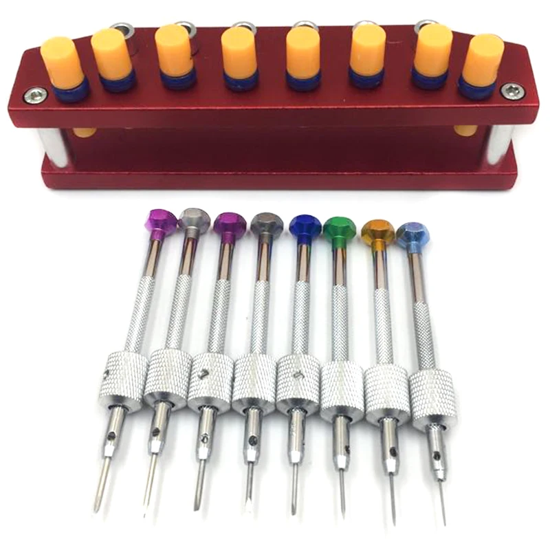 

8 Pcs Watch Screwdrivers with Metal Stand Tool for Watch Repair Watch Screwdriver Set