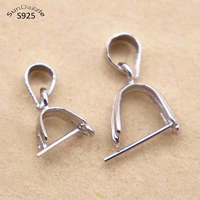 4pcs real solid 925 sterling silver pendant clip clasp pinch hook pin ball beads connectors jewelry findings diy jewelry making