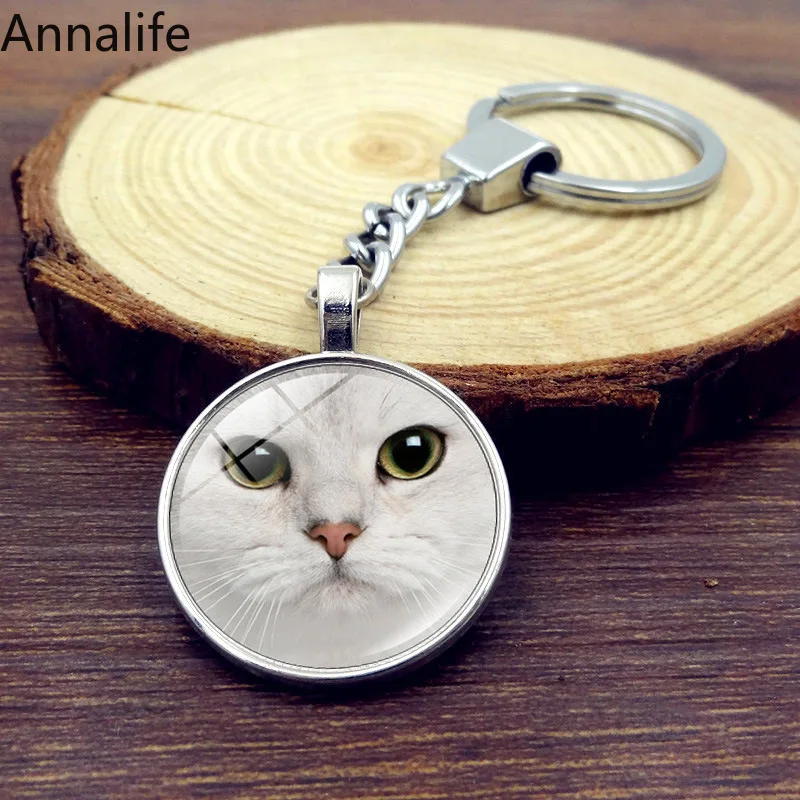 2019 New metal Cat-face Couple Keychain Animal Cat Pendant Key Chain for Women Men Choker Keyring Valentine's Day Gift | Украшения и