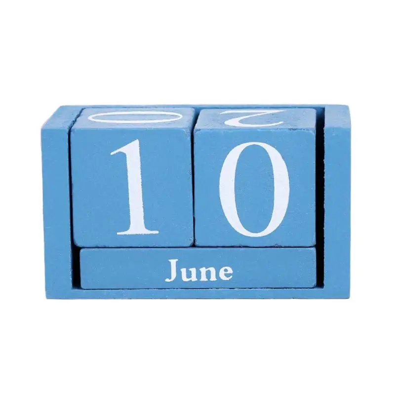 

Vintage Wooden Perpetual Calendar Eternal Blocks Month Date Display Desktop Accessories Photography Props Home Office Decoration