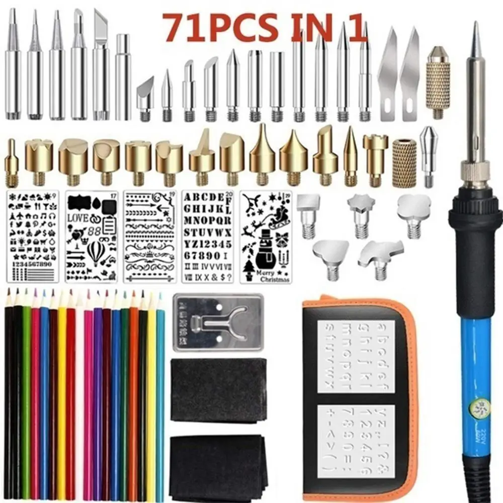 

7pcs/28pcs/37pcs/71pcs Wood Burning Kit Electric Soldering Iron Engraving Pen Machining Mold Flipping Word Craft Set