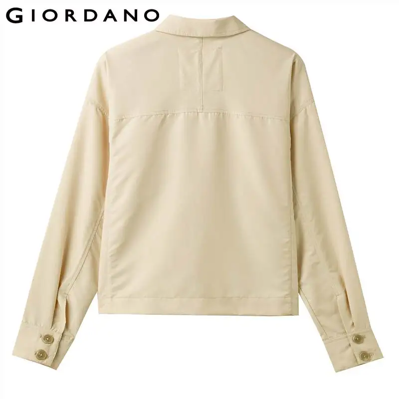 Куртка Giordano Женская Легкая однотонная с отложным воротником Прочная